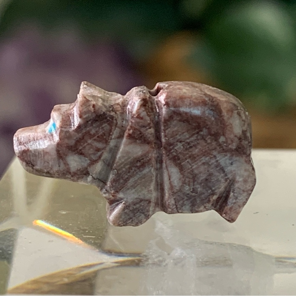 Native American Style Zuni Bear Fetish Bead Carved Stone Miniature Animal .8"